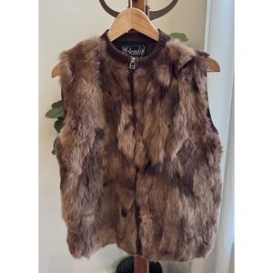 100% Brown rabbit hair Rochelle of California vest Women’s Size Small